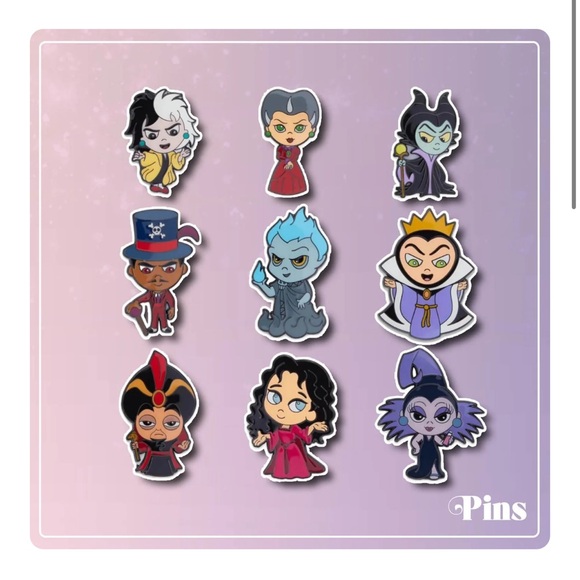 Loungefly Disney Villains Collector Pins - Complete Set of 12